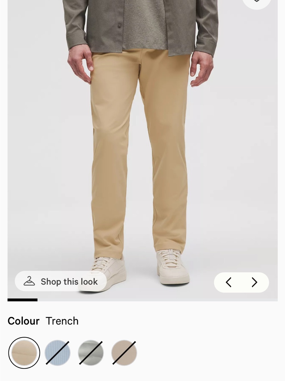New! Lululemon Athletica Men's Trench-Colored Chinos